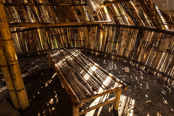 Inside traditional local hut that made with bamboo