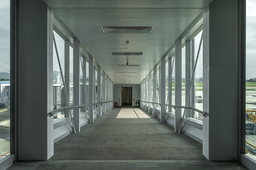 Walkway in airport, Inside bridge that headed to plane
