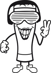 victory zeichen hand figur männchen dj musik club disko kopfhörer sonnenbrille glas saufen logo design bier krug oktoberfest trinken feiern party alkohol flasche