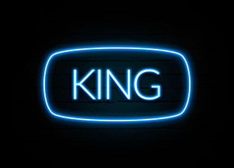 King  - colorful Neon Sign on brickwall