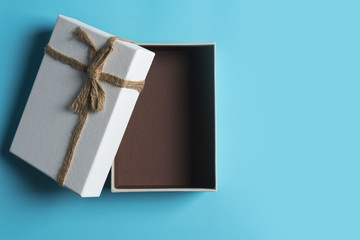 Gift box  on a blue background.