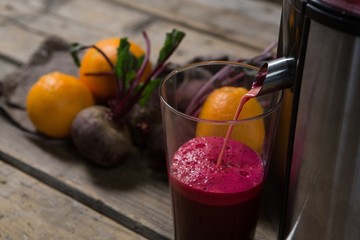 Juice being grind in juicer