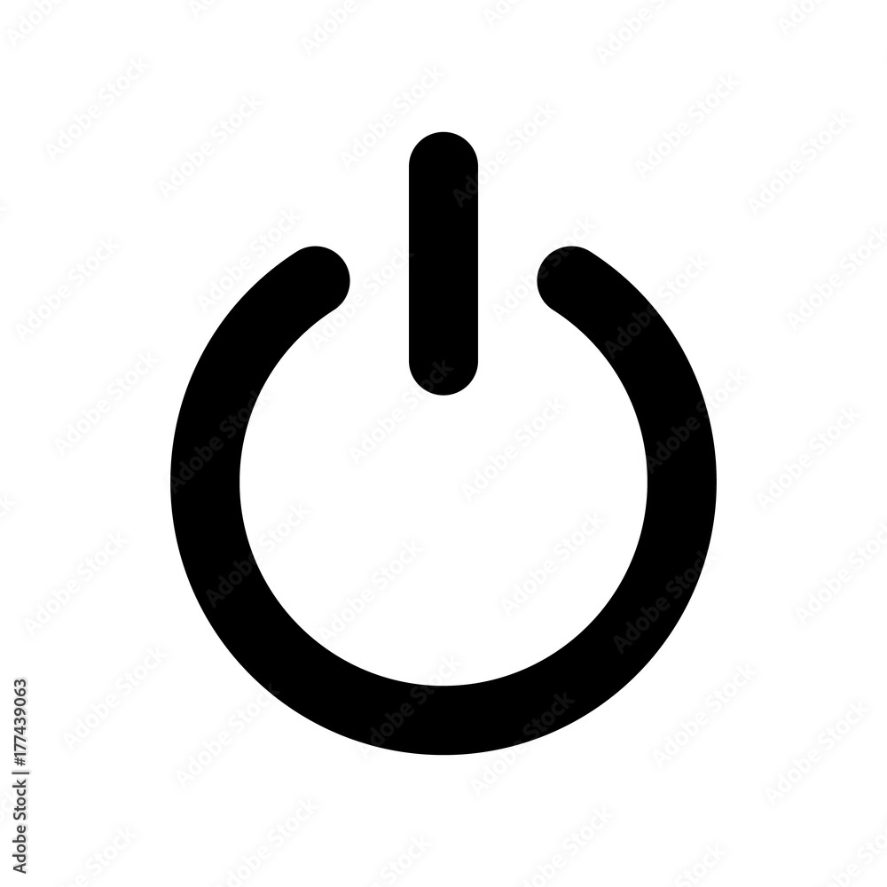 Fototapete Flat simple illustration of button isolated on white background. Black icon on and off button in the cartoon style. on and off toggle switch. Vector image.