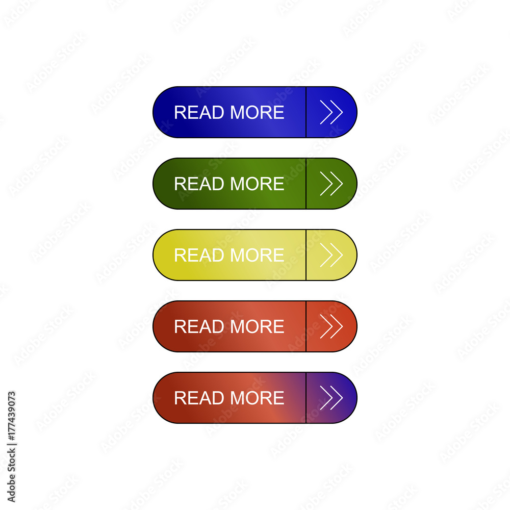 Poster flat simple illustration of buttons isolated on white background. green, blue, yellow and red icons 
