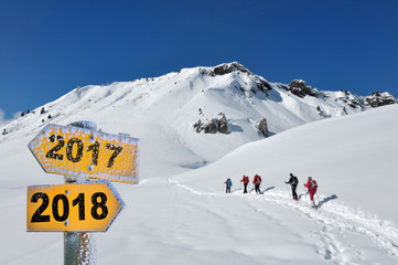 2018 and 2017 written on direction sign