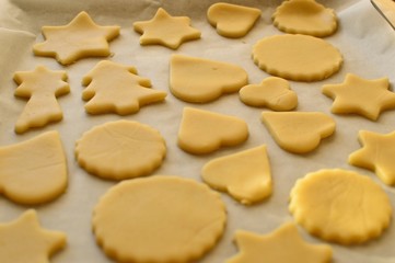 Fototapeta na wymiar homemade Christmas cookies in preparation