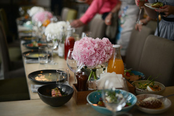 Wedding decoration with pink and white hortensia