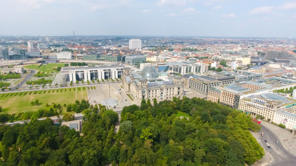 Fototapeta premium Aerial view of Berlin skyline from June 17 road, Germany