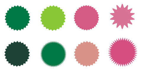 Set of vector starburst, sunburst badges.  Vintage labels. Colored stickers. A collection of different types and colors icon.