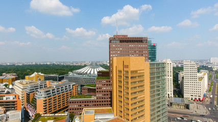 Aerial view of Berlin skyline from Potsdamer Platz, Germany