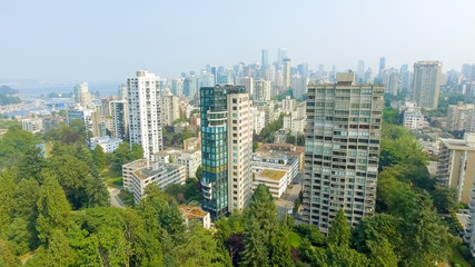 Vancouver skyline aerial view from Stanley park