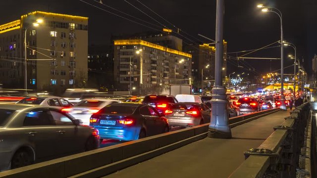 flow of people and cars on the steel bridge, time lapse