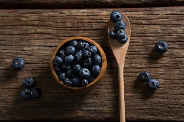 Blueberries on wooden table