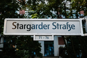 Stargarder street sign name in Prenzlauer Berg disctrict, Berlin, Germany