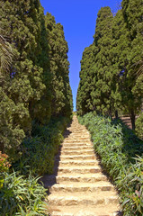 Jardin Botanico publico en la costa Brava cerca de Calella de Palafurlgell en Girona Cataluña Esapaña