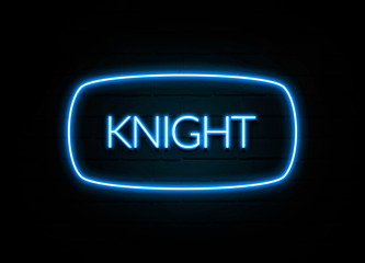 Knight  - colorful Neon Sign on brickwall