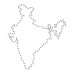 Abstract schematic map of India from the black dots along the perimeter of vector illustration