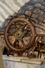 Interior of a Mediterranean restaurant Beautiful windows steering wheel