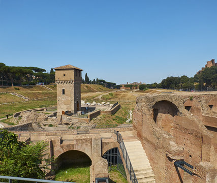 Circus Maximus in Palatine hill of Rome. Lazio, Italy.