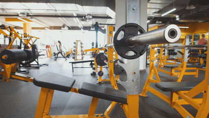 Interior Of Modern Fitness Gym - yellow color