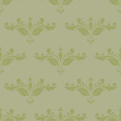 Olive green and gray floral seamless pattern
