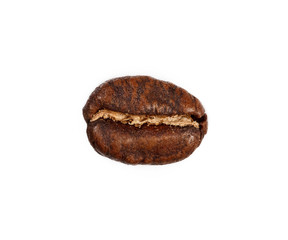 Coffee bean isolated on white background, close-up