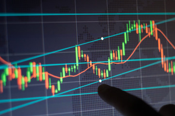 market trade background graph with red and green candles start growing