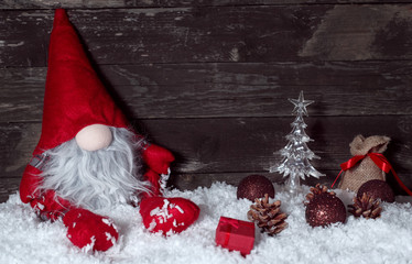 Christmas backgrounds, Christmas decoration, Christmas dwarf on snow.