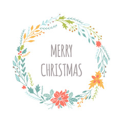 Cute gift card with wreath and Christmas lettering.