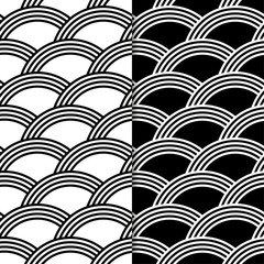 Black and white geometric seamless patterns