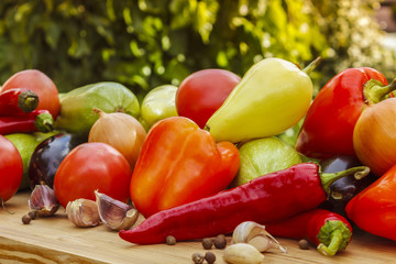 Still life of fresh vegetables.