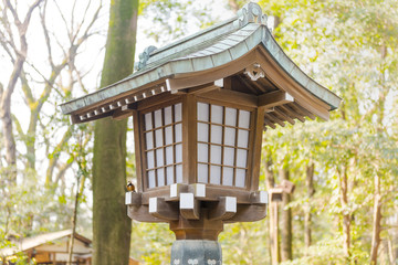 Classical Japanese style street lamp in a Tokyo park