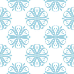 Blue floral seamless pattern on white background