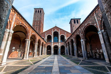 Fototapeta na wymiar The Basilica of Sant'Ambrogio in Milan, Italy