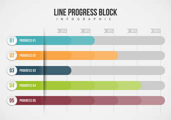 Line Progress Block Infographic