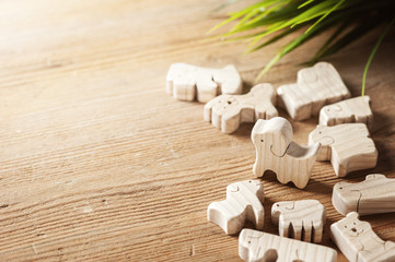 wooden toy animals