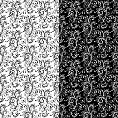 Ornamental seamless patterns. Black and white