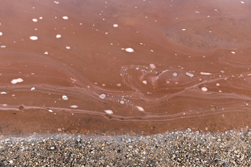 View of the pink lake of Torrevieja