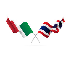 Italy and Thailand flags. Crossed flags. Vector illustration.