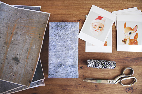 handmade / DIY concrete style gift wrap for Christmas