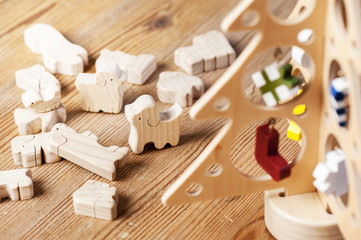 wooden toy animals