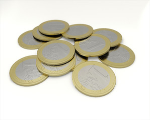 heap of euro coins 3d illustration white background