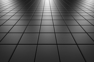 Steel tiles flooring perspective view