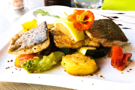pesca pesce trota piatto cibo