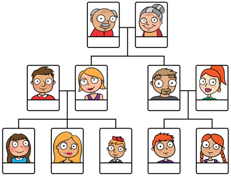 Cartoon vector illustration family tree blank template your text