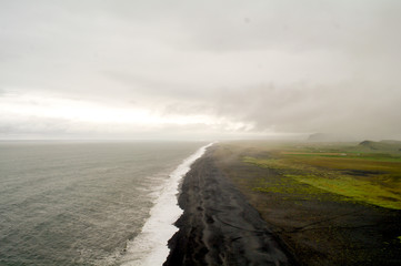 Icelandic coast with dark volcanic sand