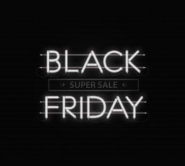 Obraz premium Black friday sale banner. Black Friday neon inscription. Vector illustration