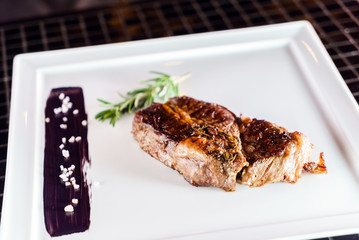 tasty steak with sauce