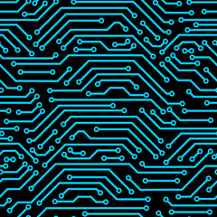 Circuit board seamless pattern. Background of microchip elements