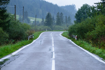 empty road in the countryside in autumn